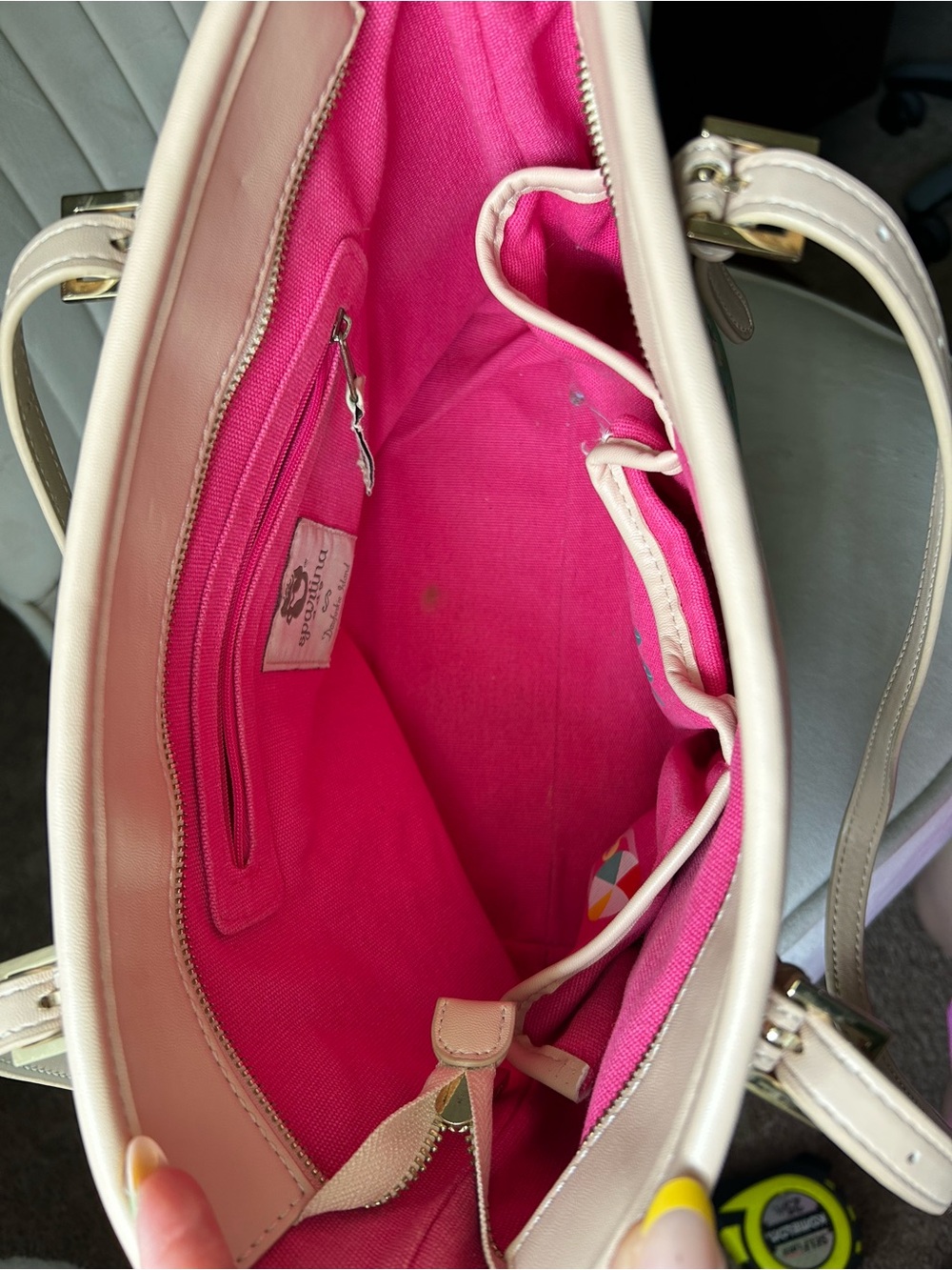 Spartina 449 Teal and Pink Florida Map Tote with Cream Handles - Picture 8 of 16